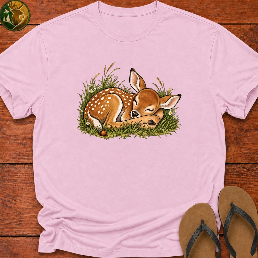 Sleeping Fawn Kids T-Shirt - Light Pink