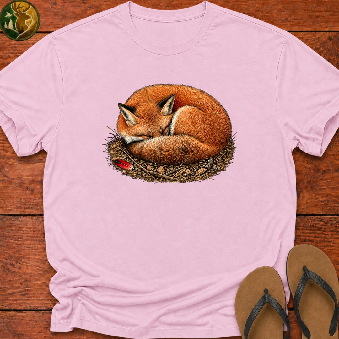 Sleeping Fox Kids T-Shirt - Light Pink