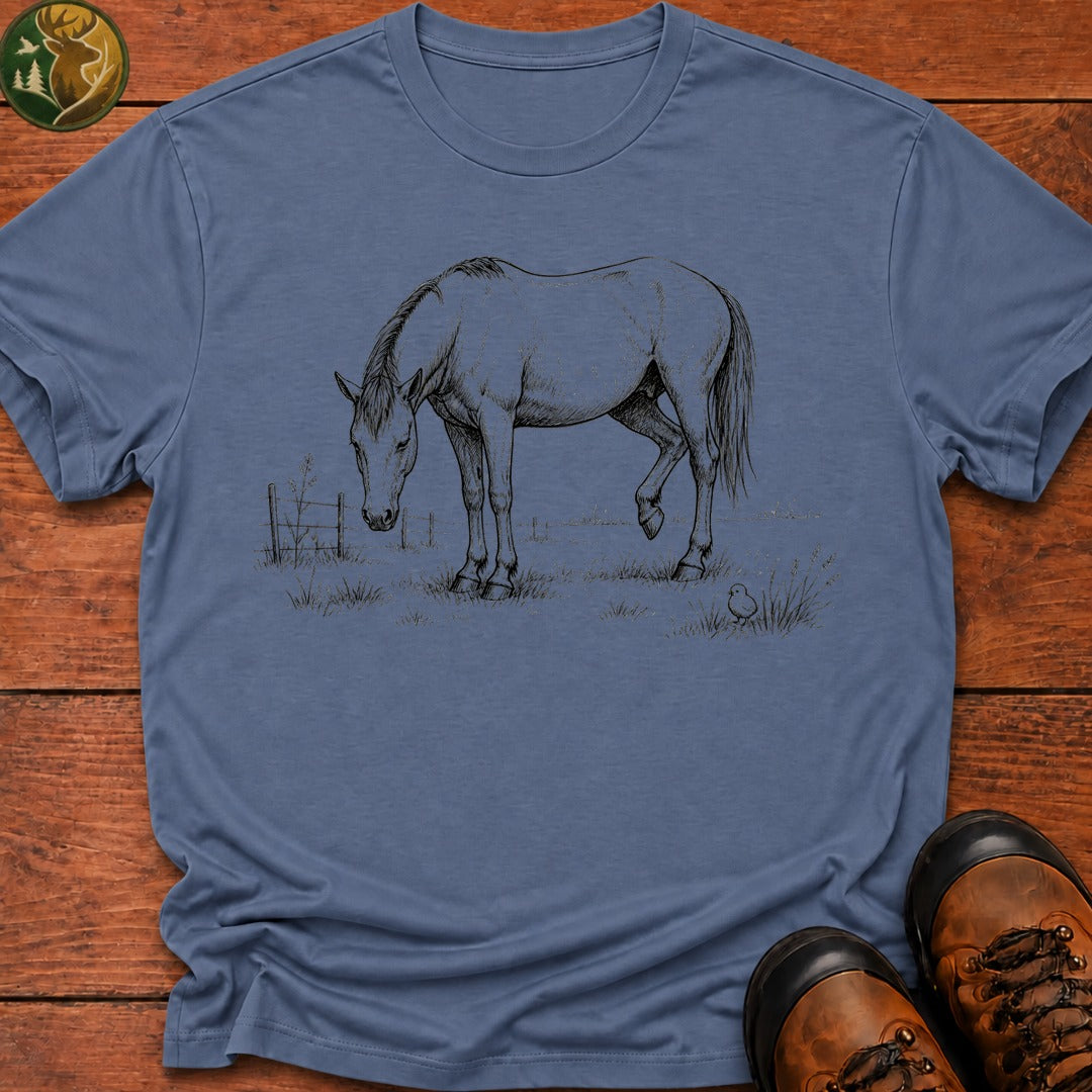 Sleeping Horse T Shirt - Blue Jean
