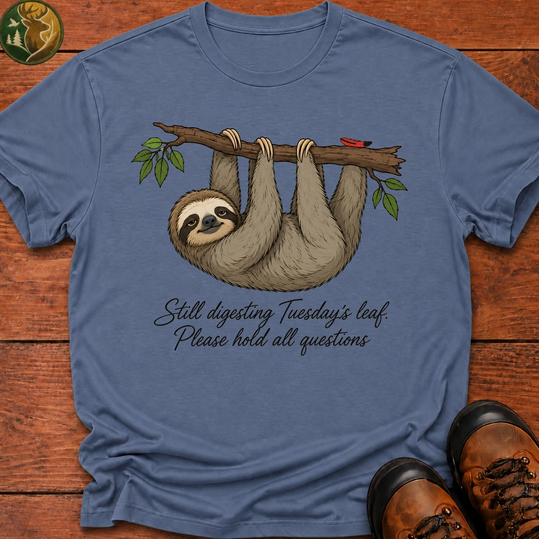 Sloth Still Digesting T Shirt - Blue Jean