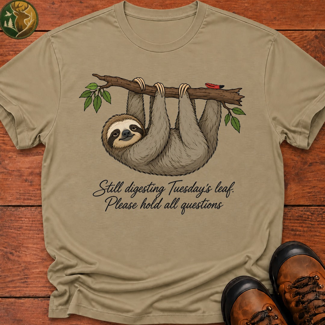Sloth Still Digesting T Shirt - Khaki