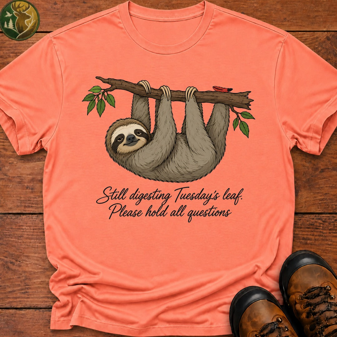 Sloth Still Digesting T Shirt - Melon