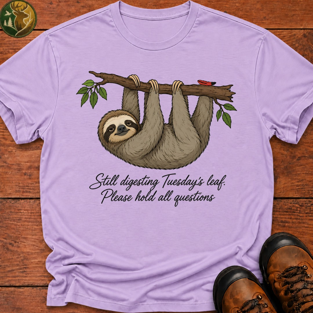 Sloth Still Digesting T Shirt - Orchid