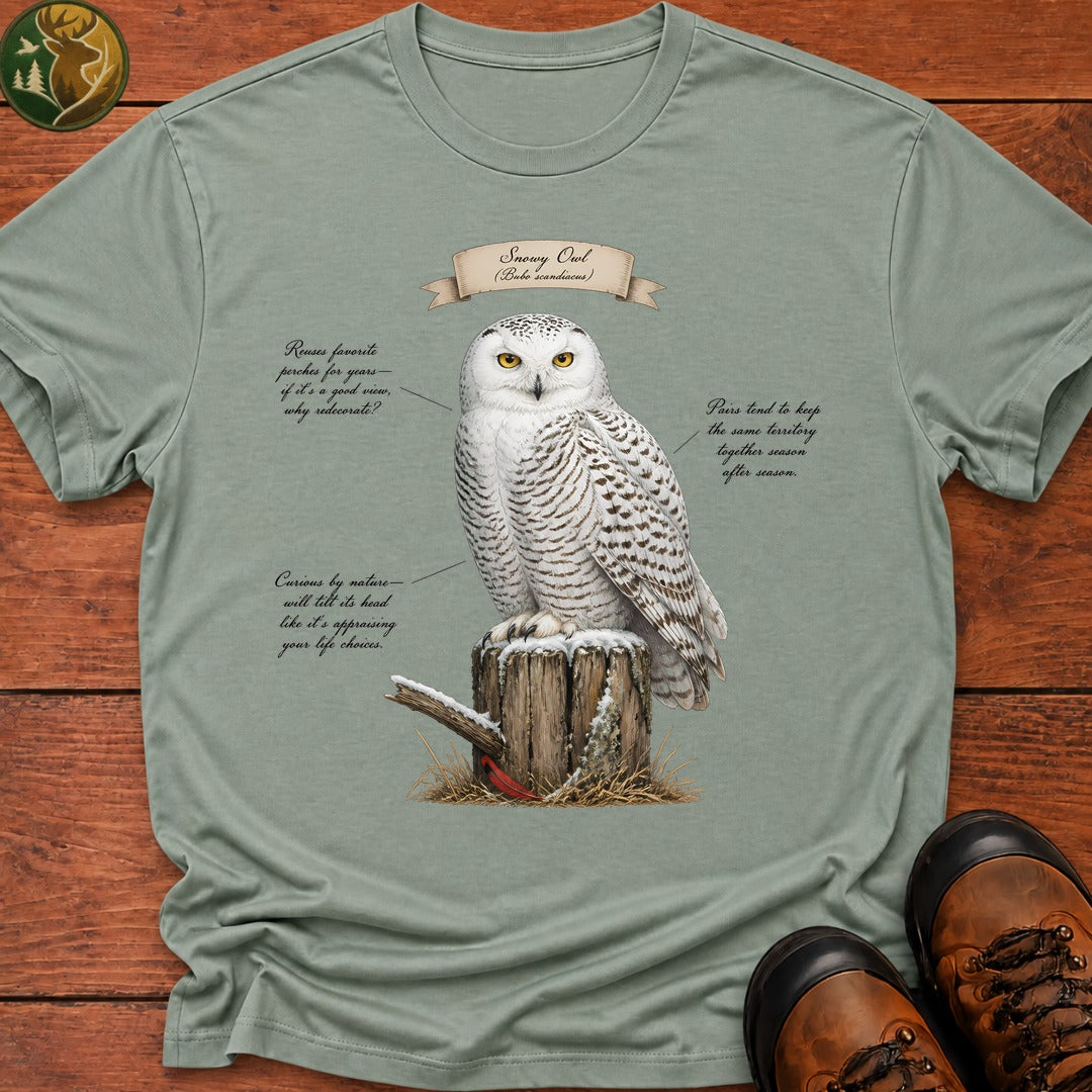 Snowy Owl Field Guide T Shirt - Bay