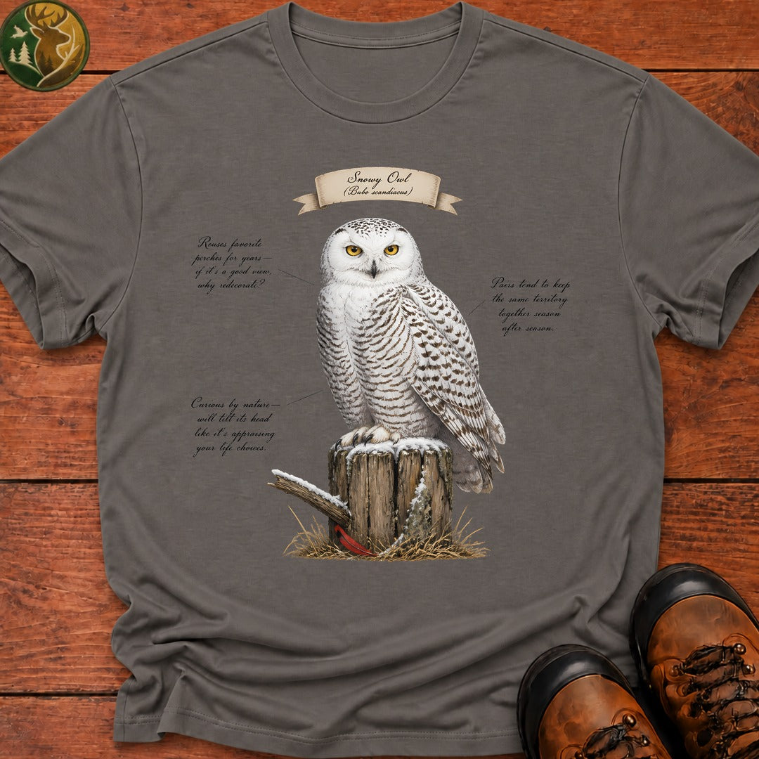 Snowy Owl Field Guide T Shirt - Grey