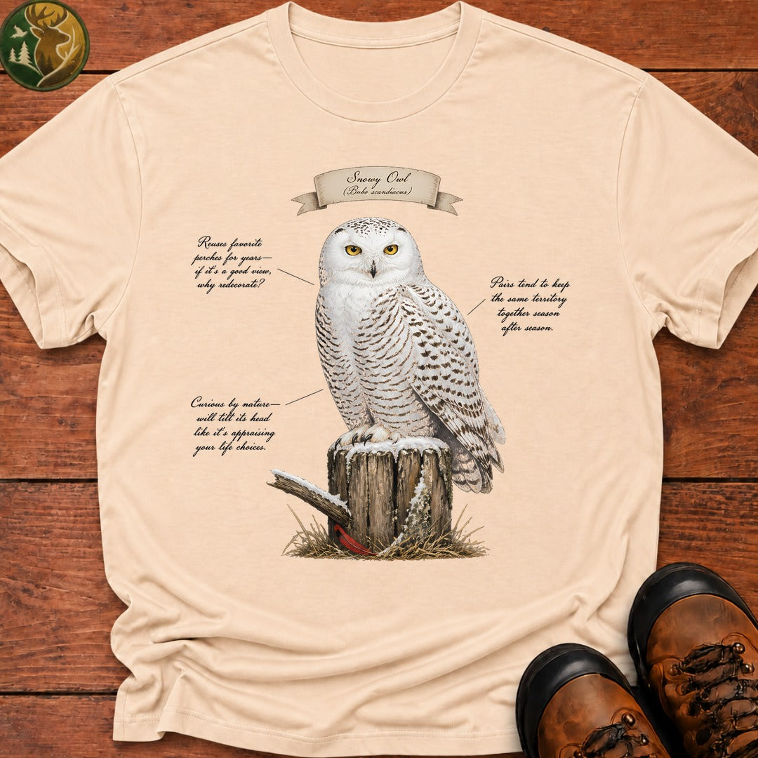 Snowy Owl Field Guide T Shirt - Ivory