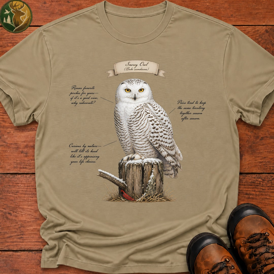 Snowy Owl Field Guide T Shirt - Khaki