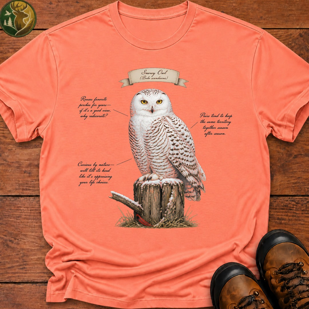 Snowy Owl Field Guide T Shirt - Melon