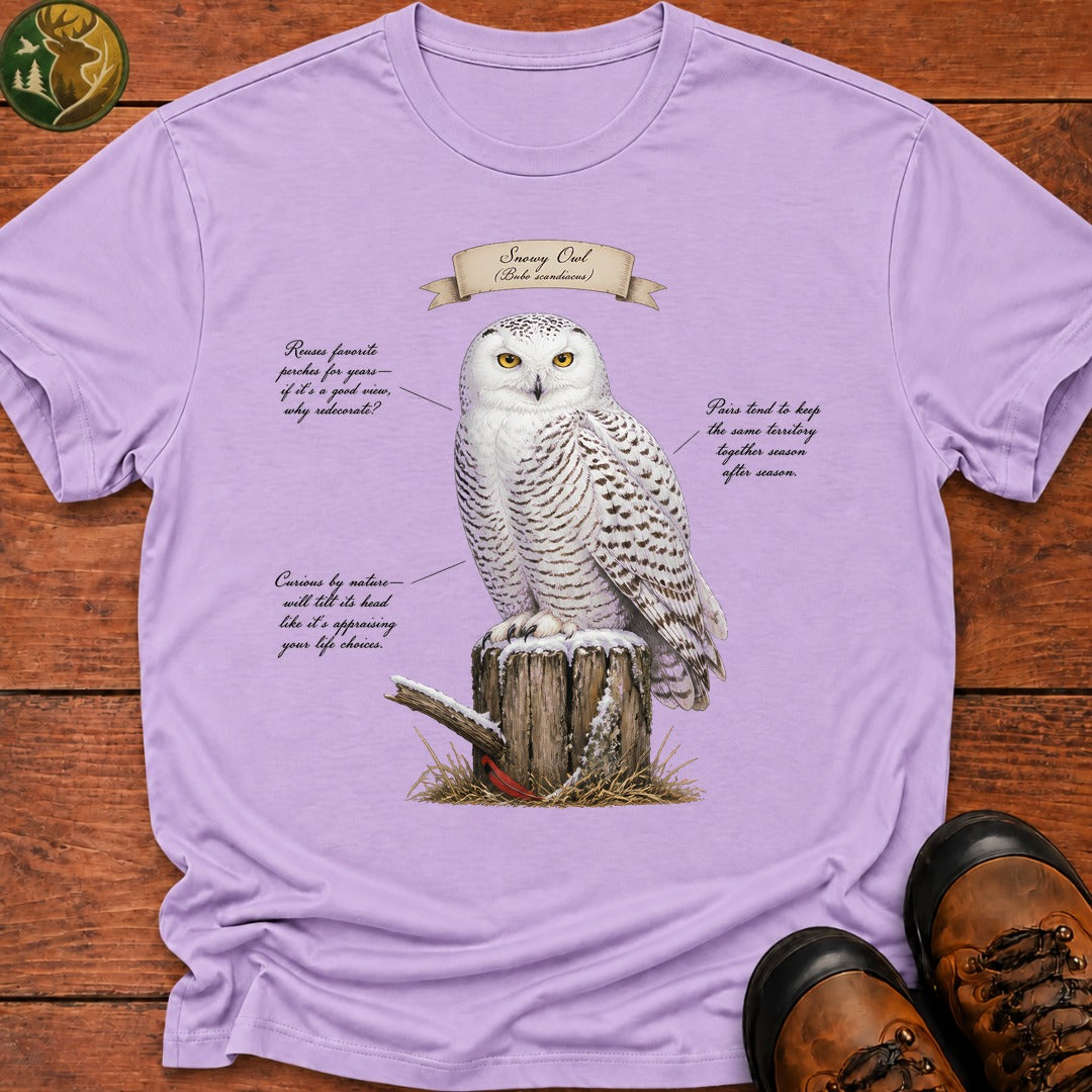 Snowy Owl Field Guide T Shirt - Orchid