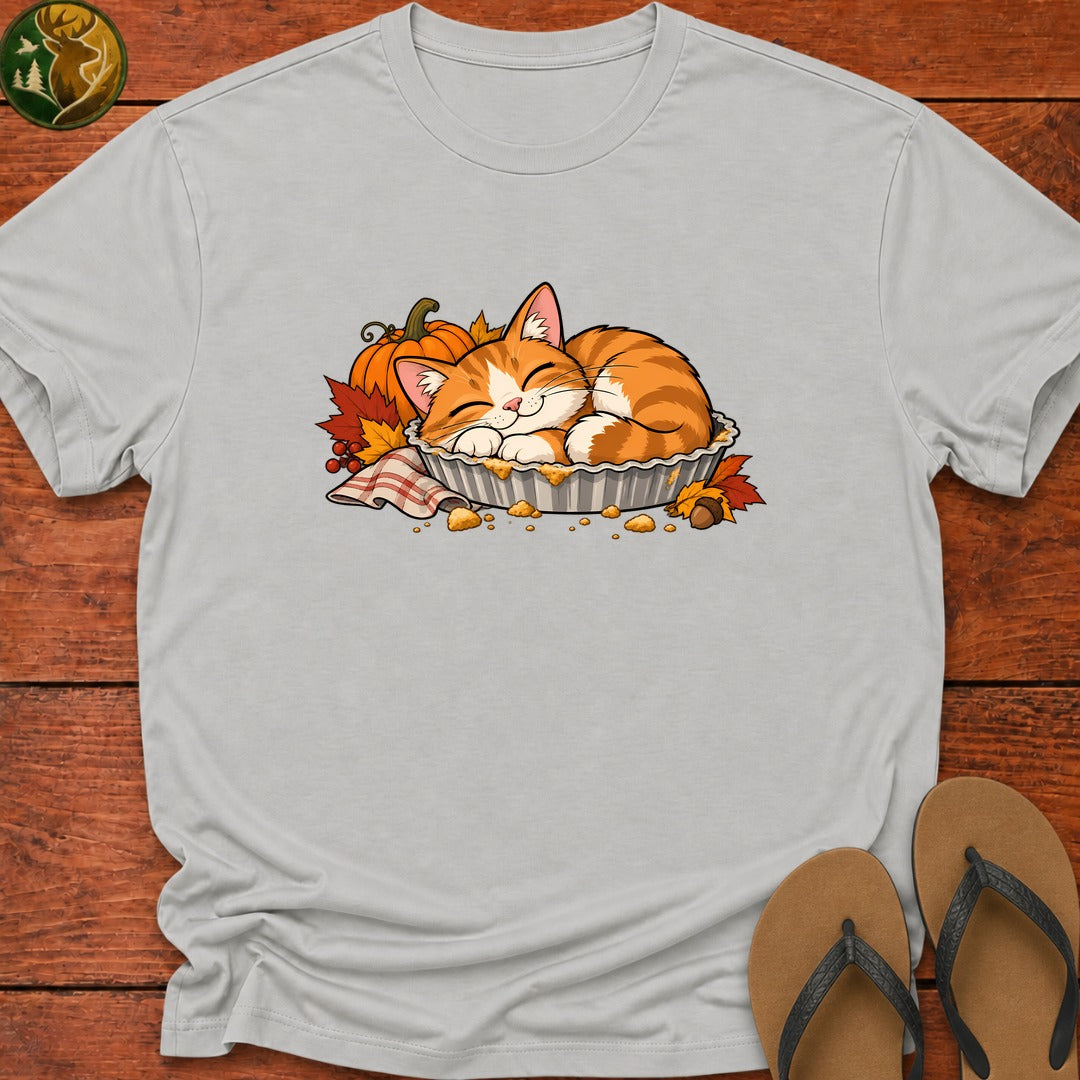 Thanksgiving Cat In Pie Tin Kids T-Shirt - Ash