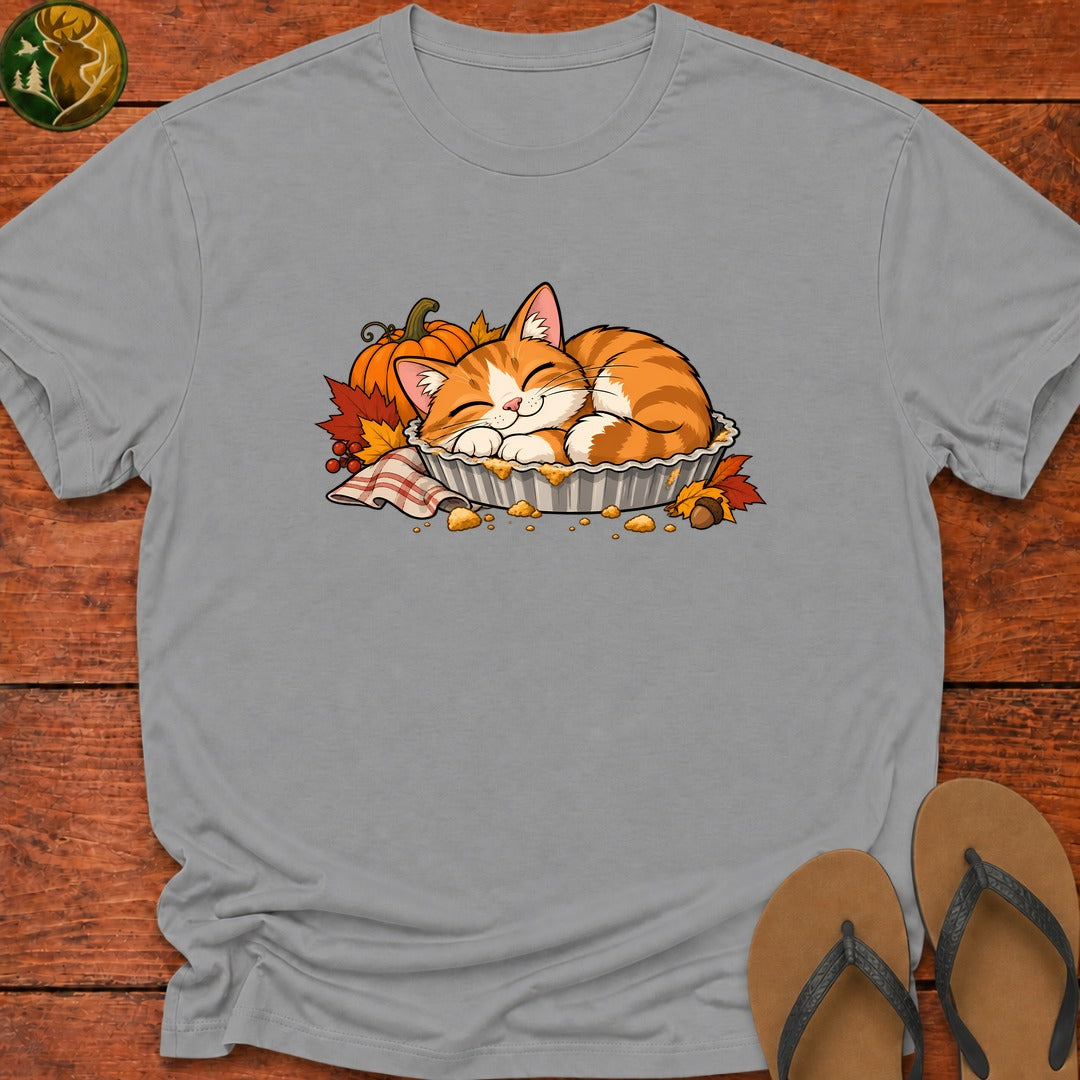 Thanksgiving Cat In Pie Tin Kids T-Shirt - Sport Grey