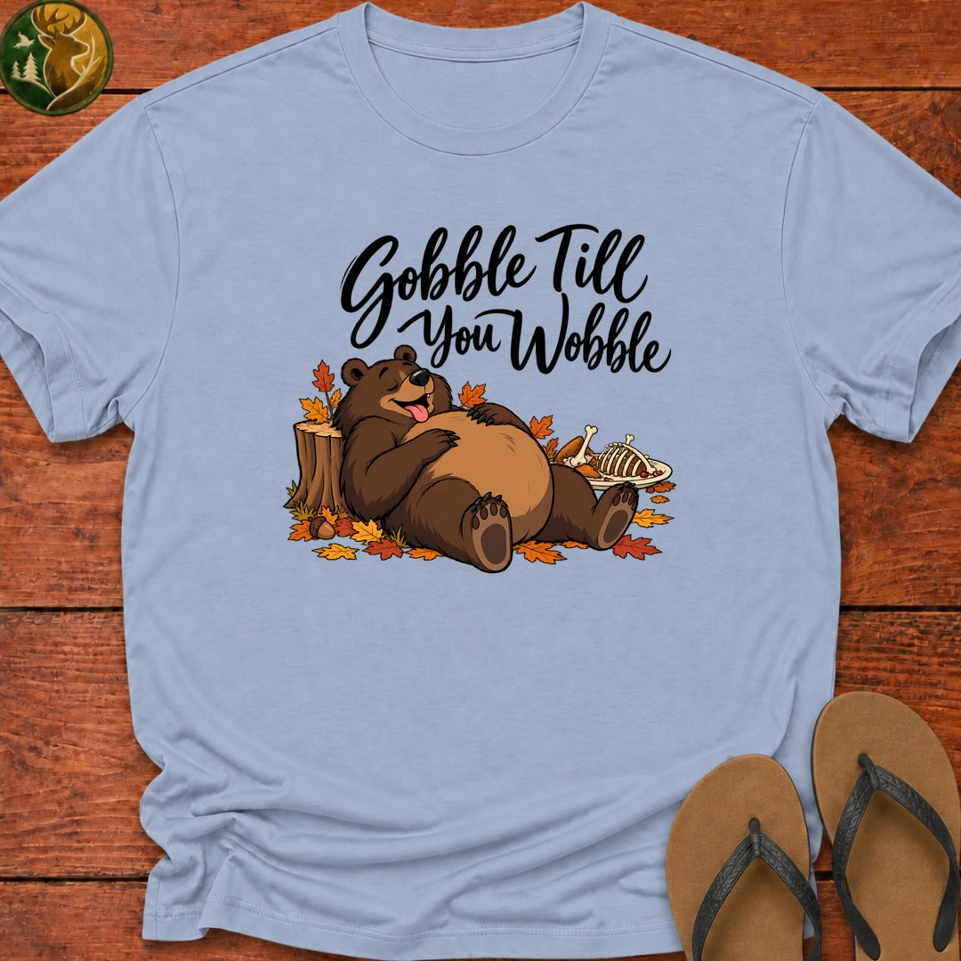 Thanksgiving Gobble Till You Wobble Kids T-Shirt - Light Blue