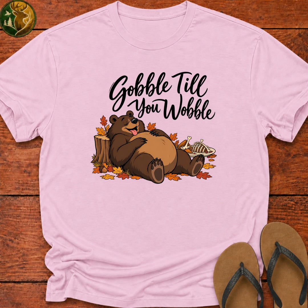 Thanksgiving Gobble Till You Wobble Kids T-Shirt - Light Pink