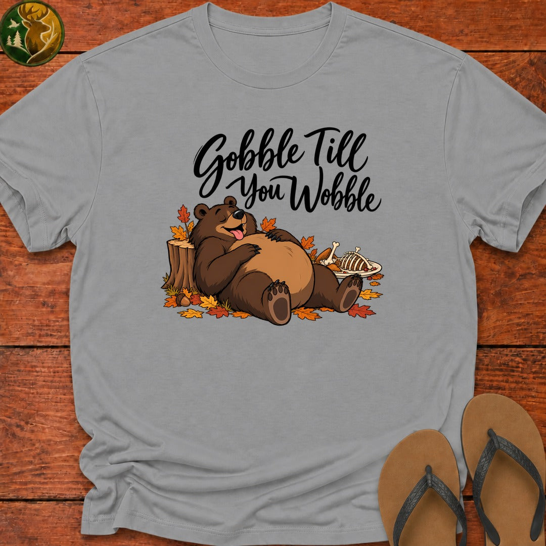 Thanksgiving Gobble Till You Wobble Kids T-Shirt - Sport Grey