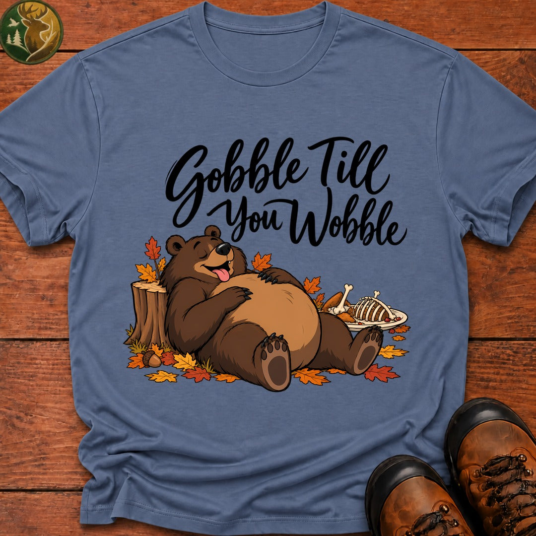 Thanksgiving Gobble Till You Wobble T-Shirt - Blue Jean