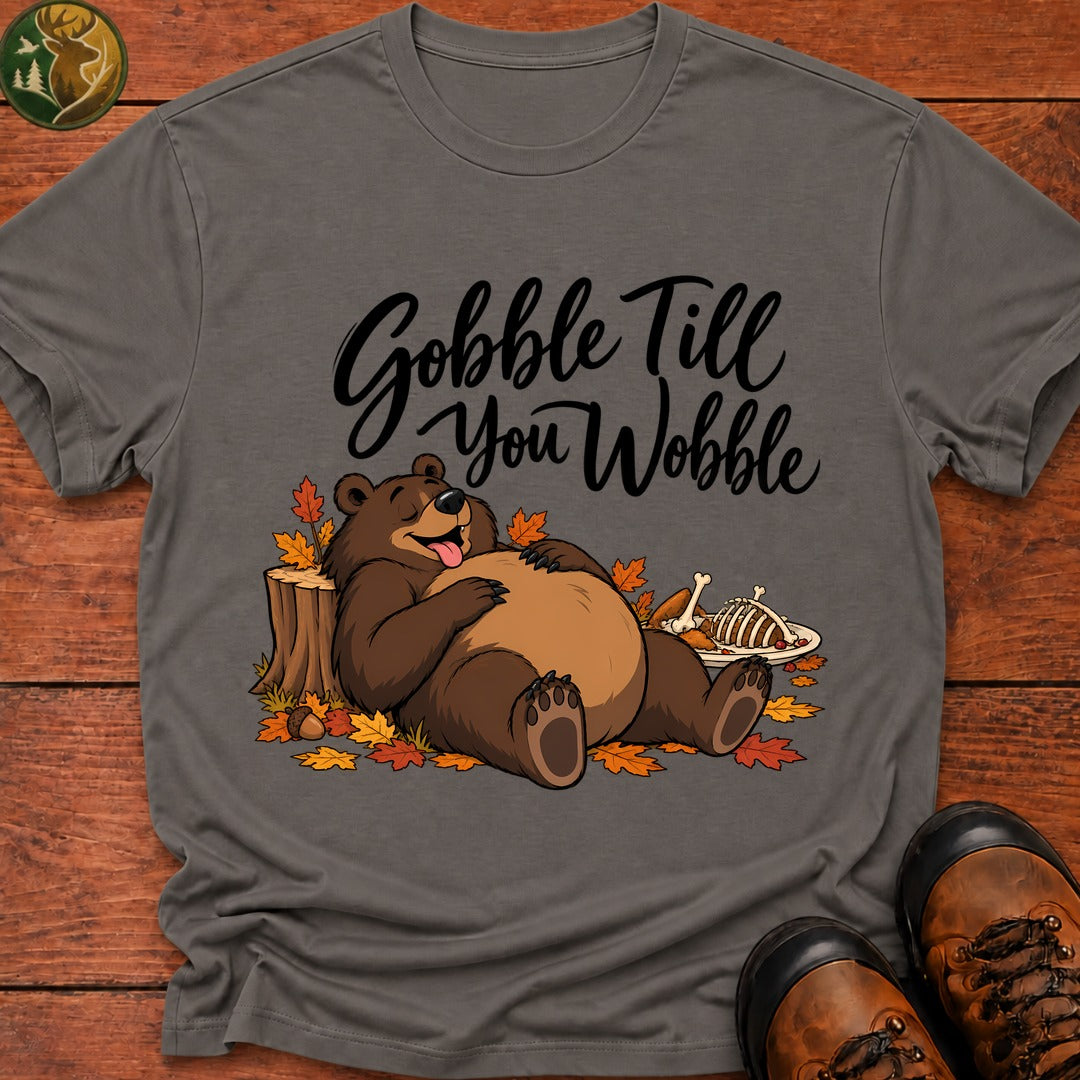 Thanksgiving Gobble Till You Wobble T-Shirt - Grey