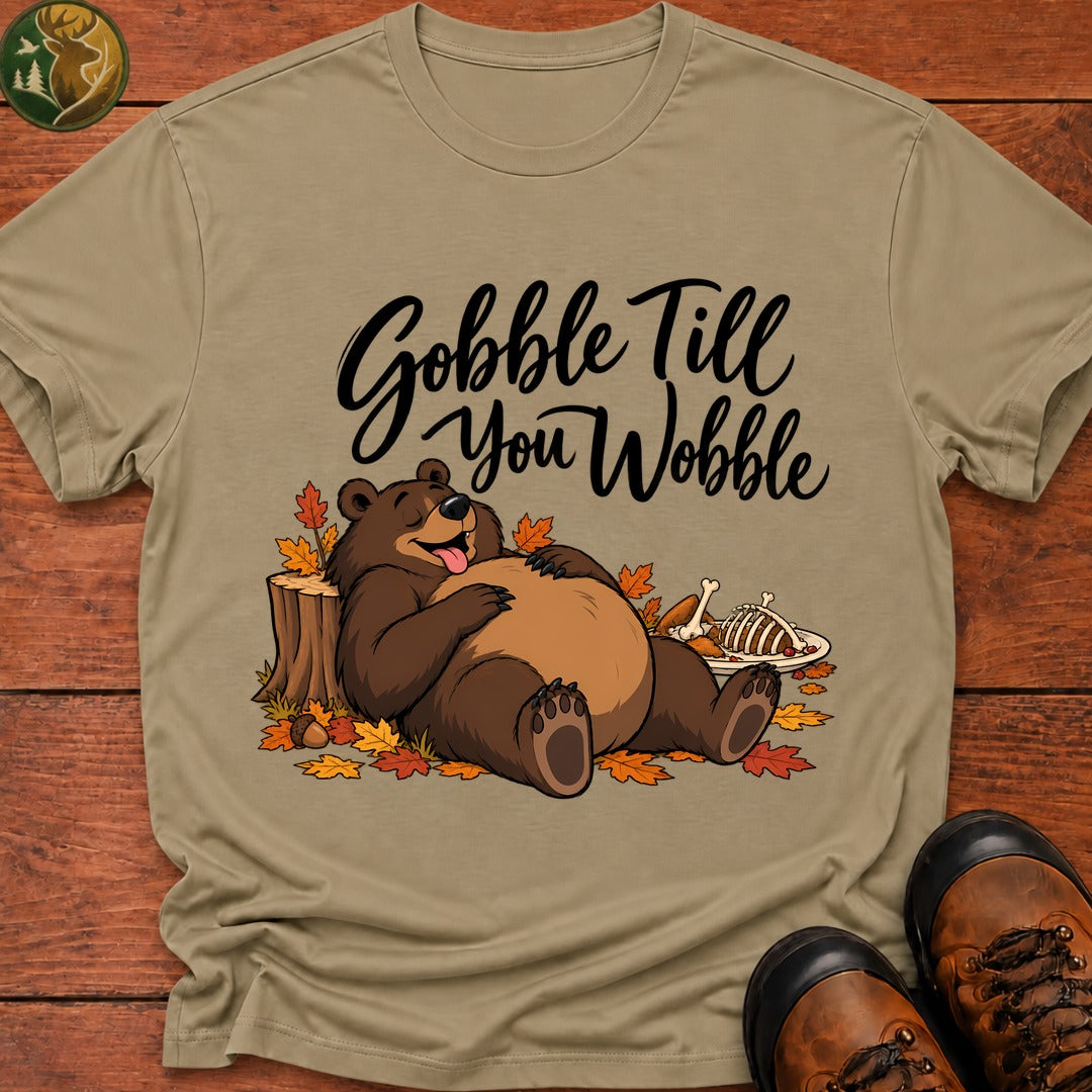 Thanksgiving Gobble Till You Wobble T-Shirt - Khaki