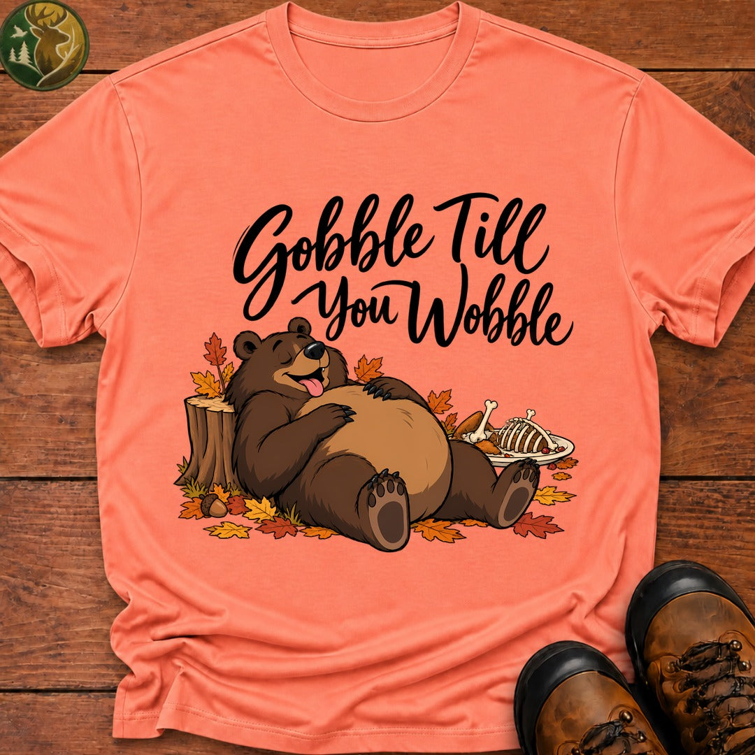 Thanksgiving Gobble Till You Wobble T-Shirt - Melon