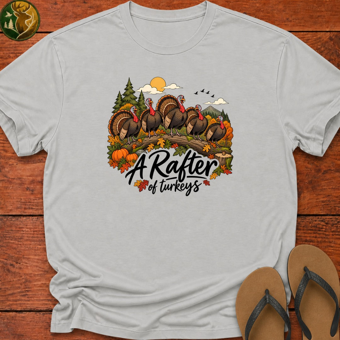 Thanksgiving Rafter Of Turkeys Kids T-Shirt - Ash