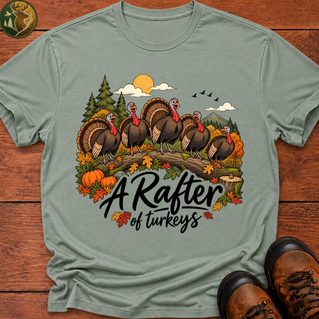 Thanksgiving Rafter Of Turkeys T-Shirt - Bay