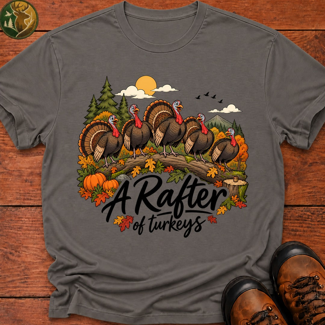Thanksgiving Rafter Of Turkeys T-Shirt - Grey