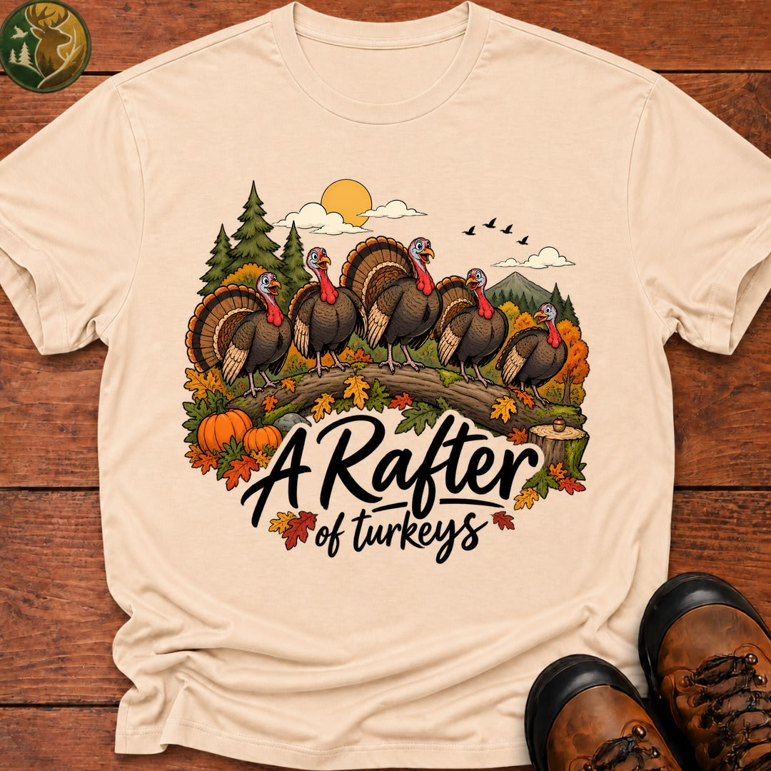 Thanksgiving Rafter Of Turkeys T-Shirt - Ivory