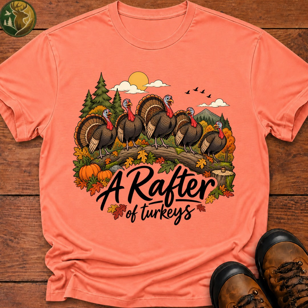Thanksgiving Rafter Of Turkeys T-Shirt - Melon