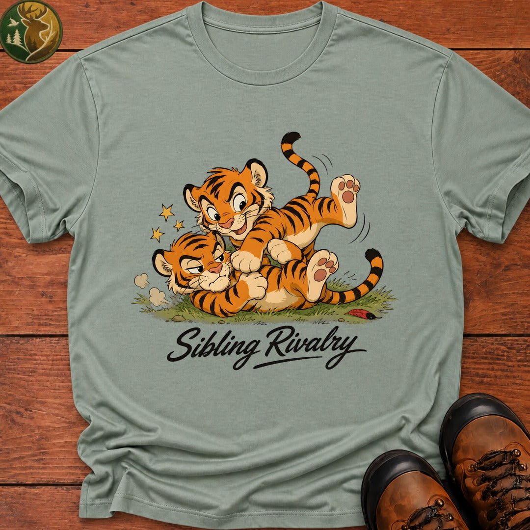 Tiger Sibling Rivalry Cartoon T Shirt - Bay
