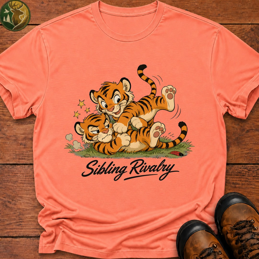 Tiger Sibling Rivalry Cartoon T Shirt - Melon