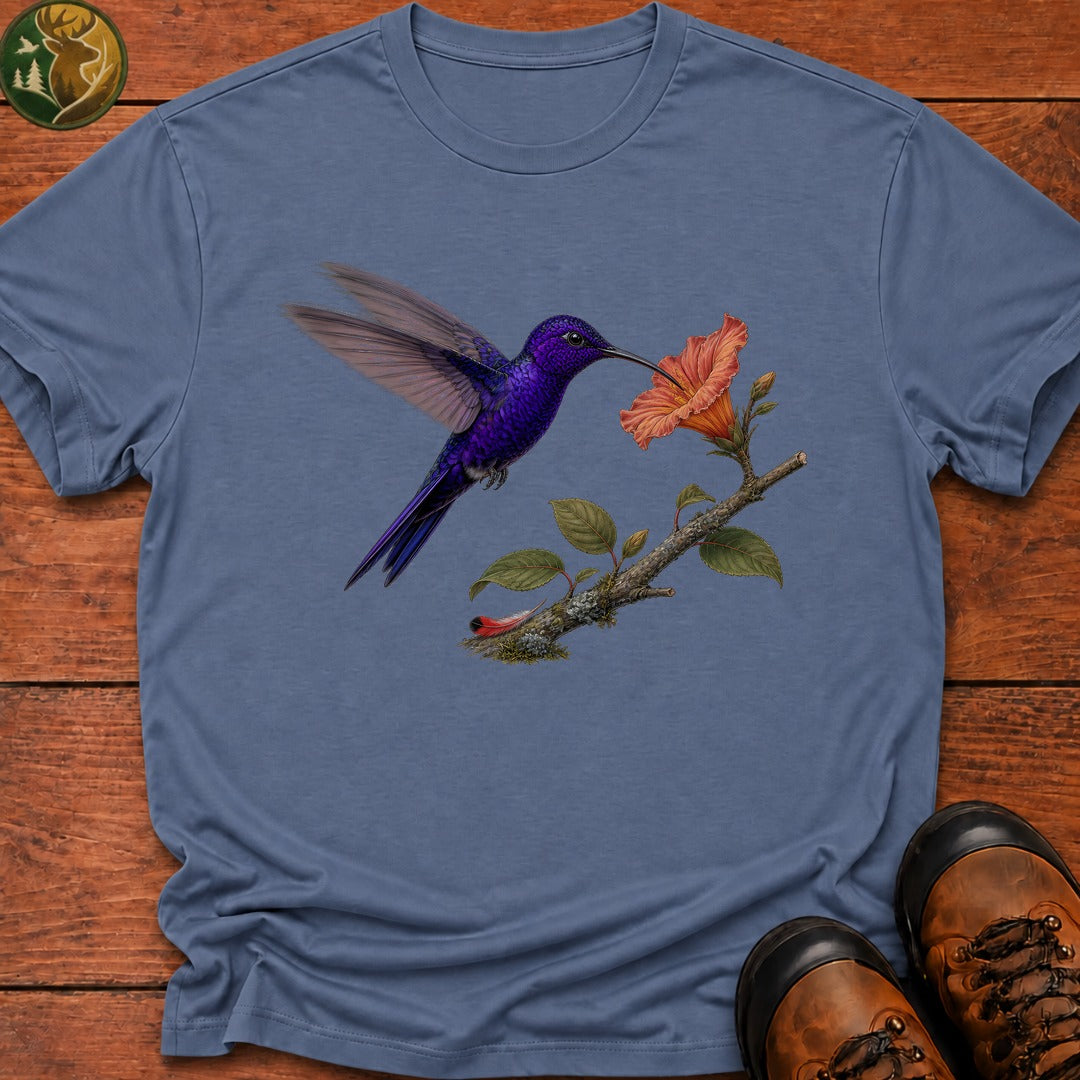 Violet Sabrewing Hummingbirt T Shirt - Blue Jean