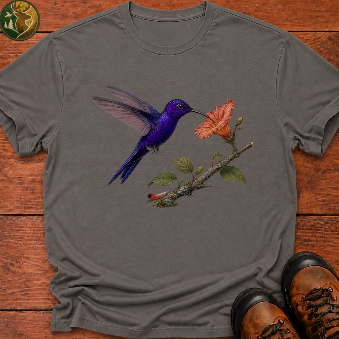 Violet Sabrewing Hummingbirt T Shirt - Grey