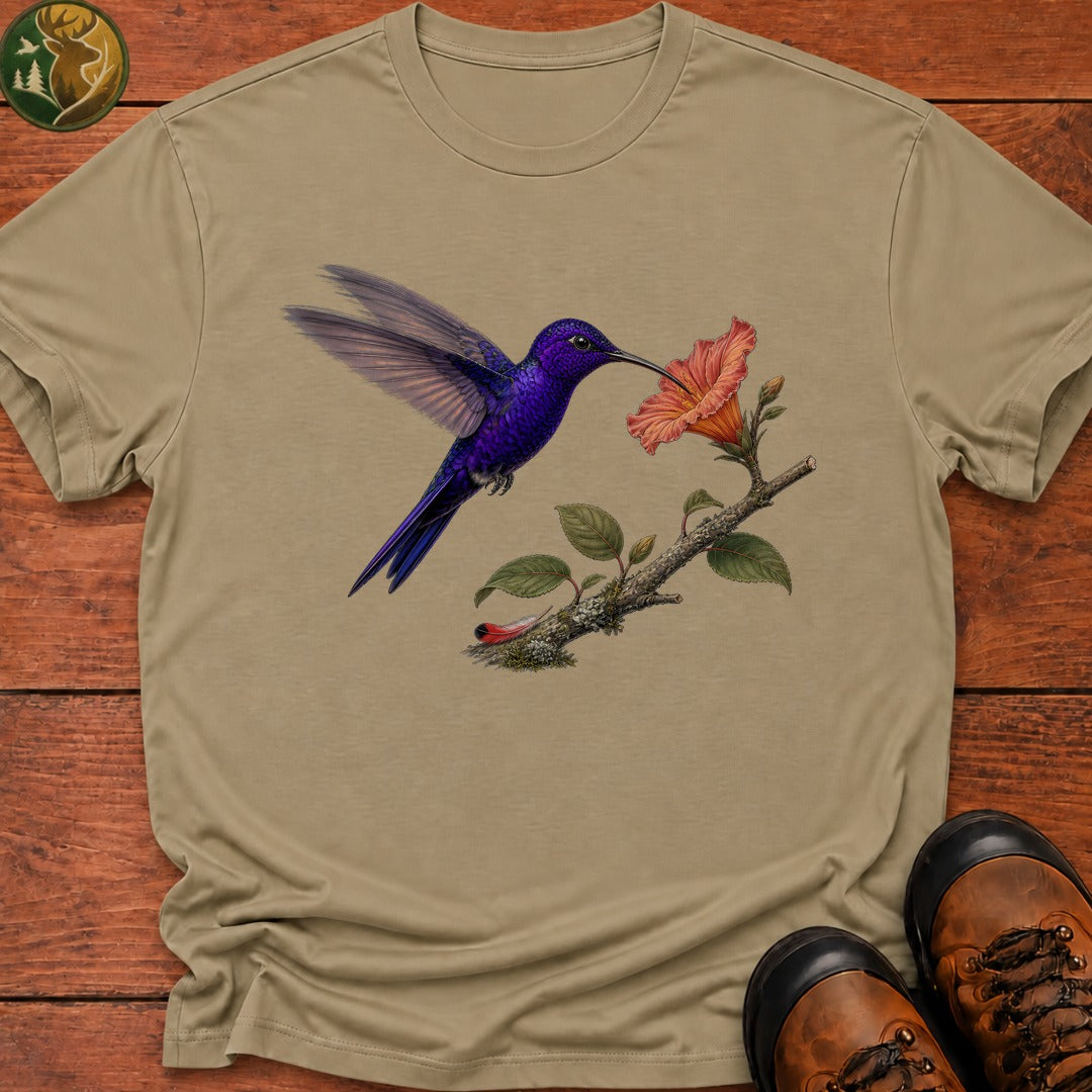 Violet Sabrewing Hummingbirt T Shirt - Khaki