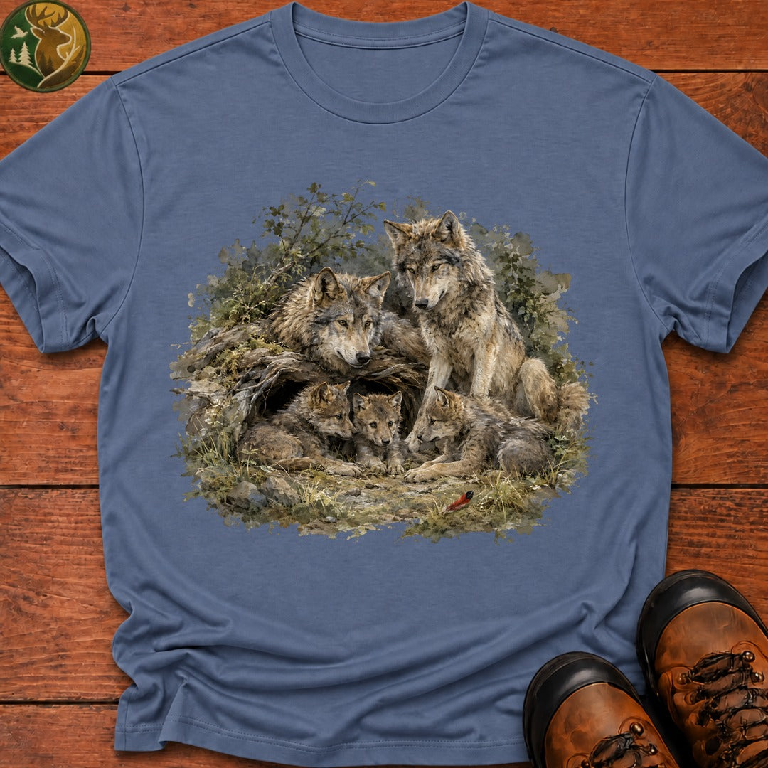 Wolf Siblings T Shirt - Blue Jean
