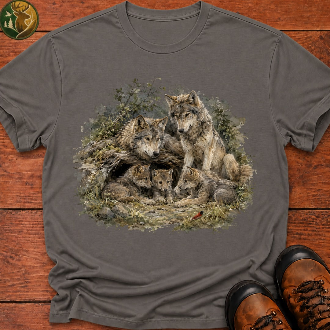 Wolf Siblings T Shirt - Grey