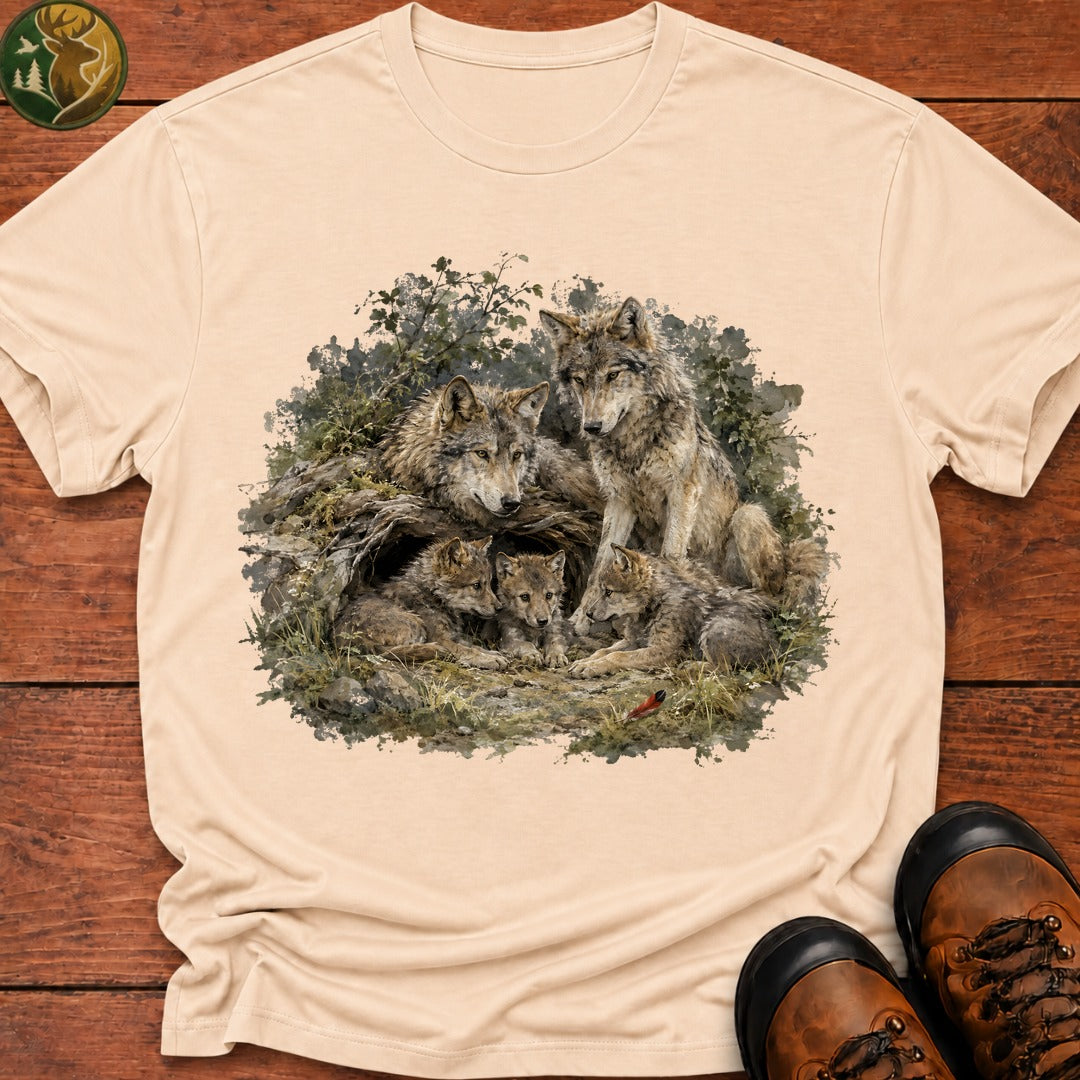 Wolf Siblings T Shirt - Ivory