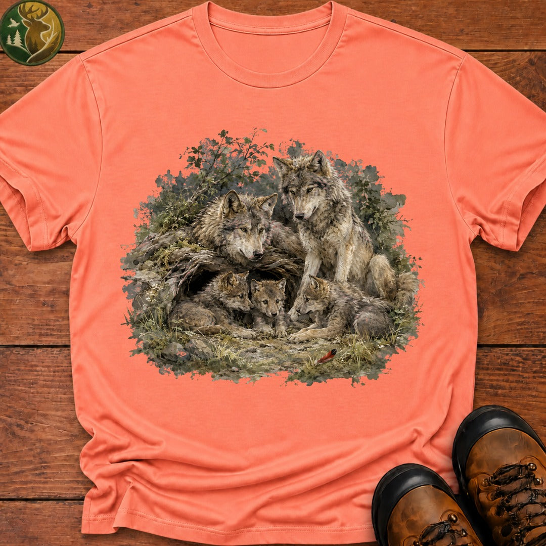 Wolf Siblings T Shirt - Melon
