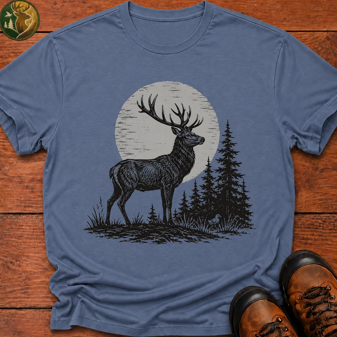 Woodland Stag T Shirt - Blue Jean